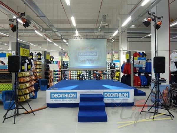 ALLESTIMENTI AUDIO LUCI STRUTTURE PALCHI PER INAUGURAZIONI - DECATHLON MONTECATINI TERME E SESTO FIORENTINO