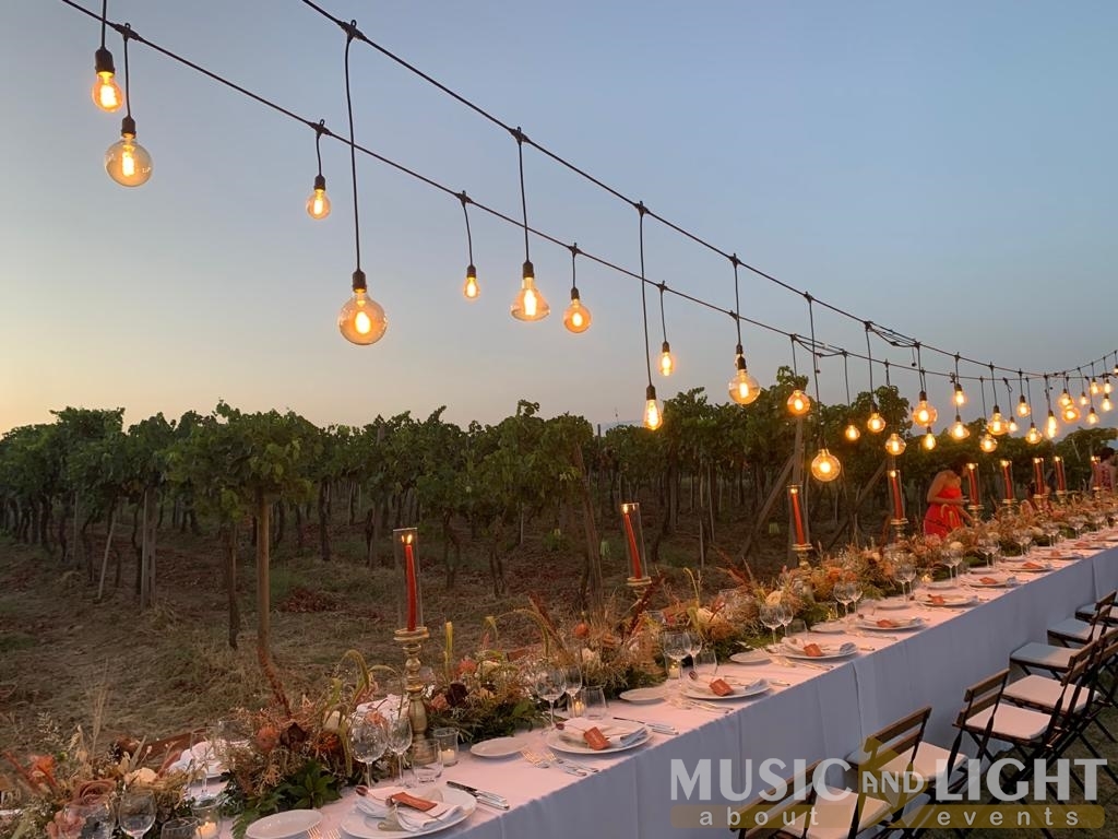 Luci Cena Matrimonio Country Chic Azienda Agricola San Gimignano